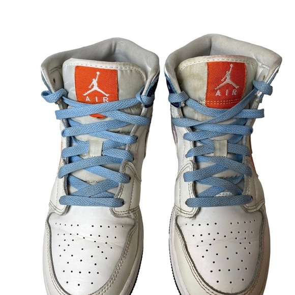 Nike Air Jordan 1 Mid SE GS Size 6.5Y 'STITCH'‎ Sail/Orange DX2462-100 - Picture 8 of 14